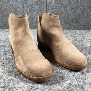 Sorel Emelie Chelsea Boots Womens Size 7.5 Suede Block Heel Waterproof Lug Sole